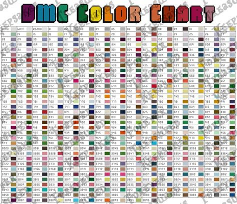  dmc color chart 505 colors pdf pattern only etsy ireland