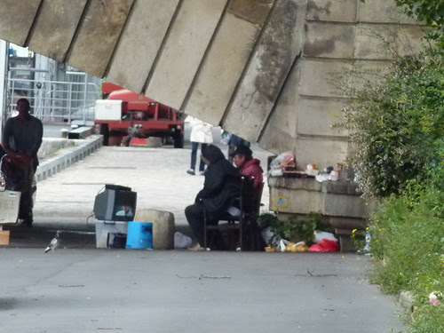Homeless camp along the Seine