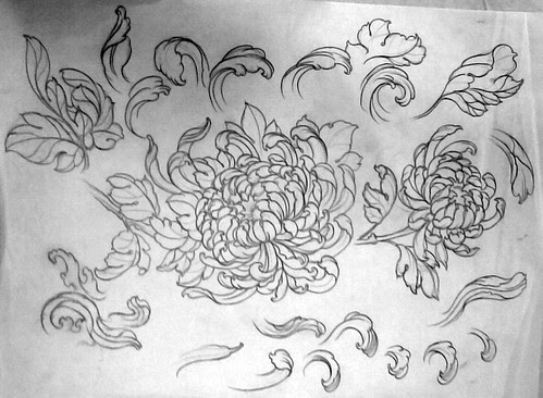 chrysanthemum flower tattoo. The flower - a chrysanthemum.