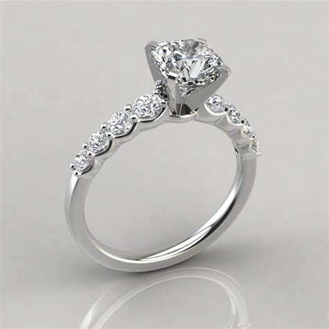 graduated side stone cushion cut engagement ring