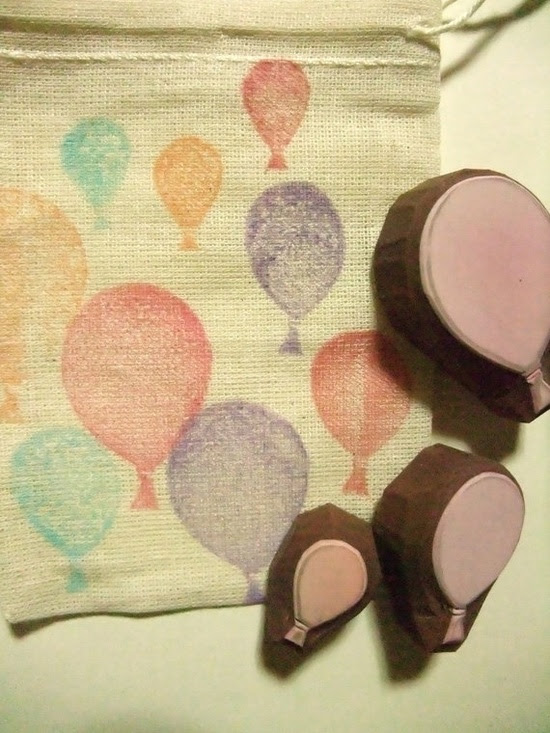 hand carved rubber balloons stamp