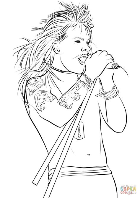 With the help of free printable kids coloring pages, you can make learning more enjoyable for your children. axl rose from guns n roses coloring page free printable coloring pages
