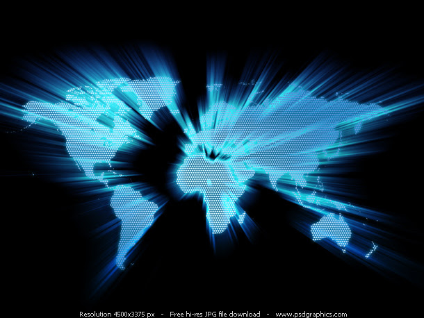 Blue glowing world map