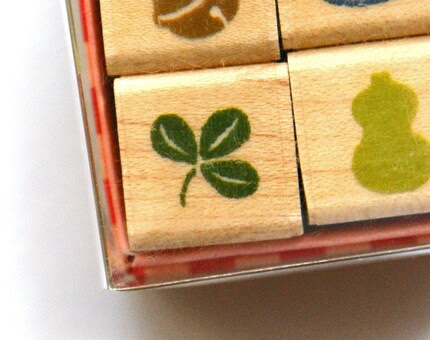 Cute Japanese Mini Rubber Wooden Stamps - Set of 4 Kawaii Characters