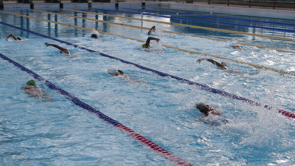 At the Germán Rieckehoff Olympic Village in Salinas, Puerto Rico young athletes train in this swimming pool.