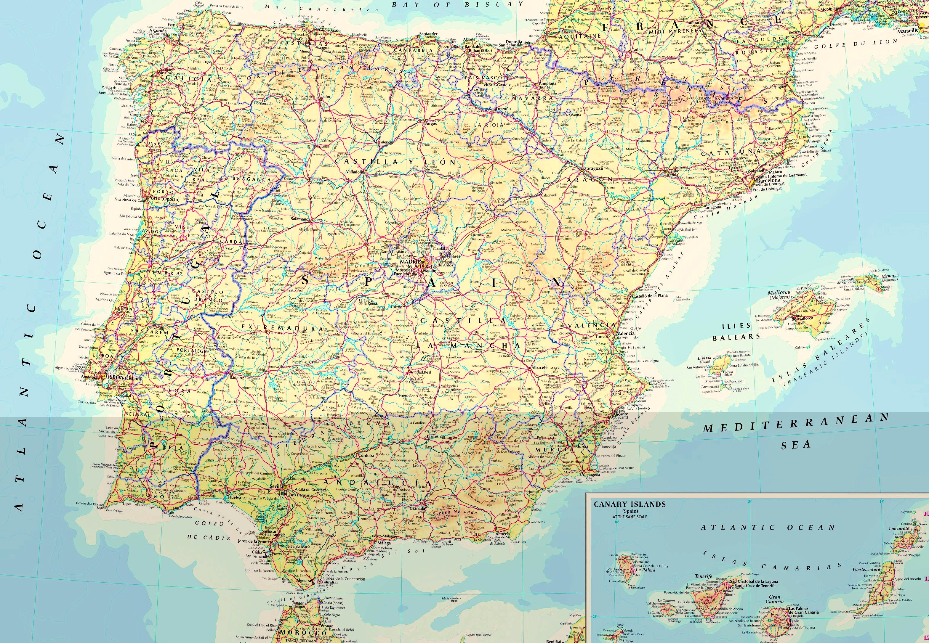 map of spain and portugal