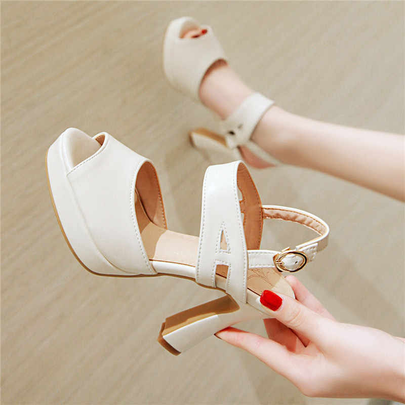 Sandalias Ymechic De Moda Blancas Y Rosadas Zapatos De Tacon