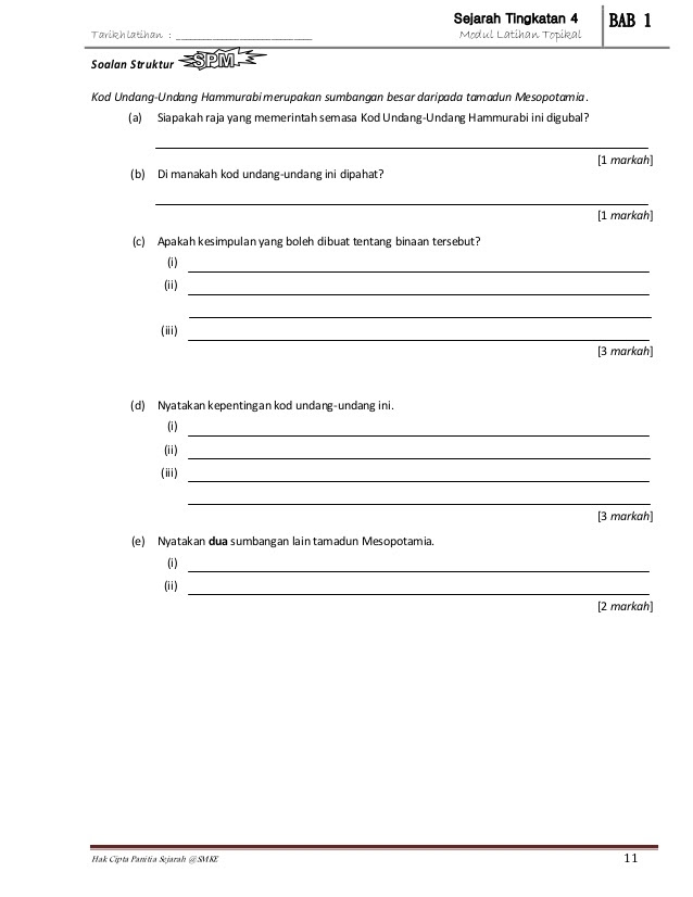 Sejarah Tingkatan 5 Bab 1 Latihan Vopermb
