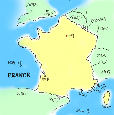 フランスのフリー素材の地図 手書きの地図で旅しよう