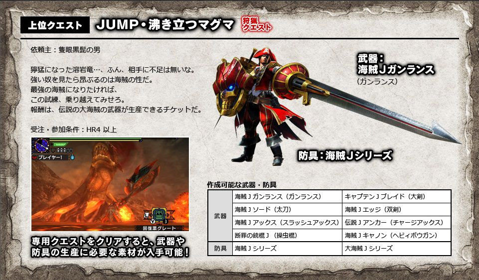 モンハンクロス Mhx でイベントクエスト Jump 沸き立つマグマ が本日から配信開始 コンシューマゲームファン