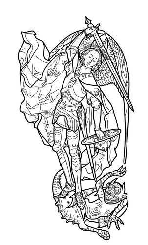  St. Michael Tattoo Linework 