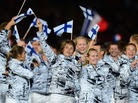 Members of the Finnish delegation walk in the opening ceremony of the London Olympics.