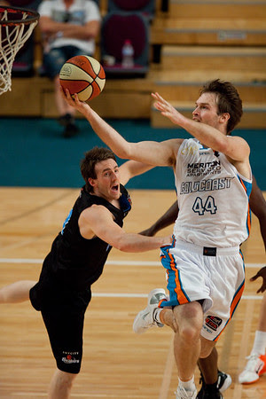 Mark Worthington, Daryl Corletto - Gold Coast Blaze v New Zealand Breakers - Finals Day, Sunshine State Challenge Pre-season NBL Basketball, Chandler, Brisbane, Queensland, Australia; Saturday 24 September 2011. Photos by Des Thureson:  http://disci.smugmug.com.