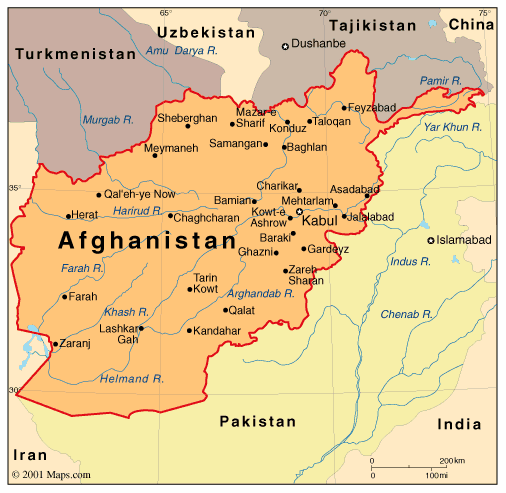 Political Map Of Afghanistan Political map of Afghanistan