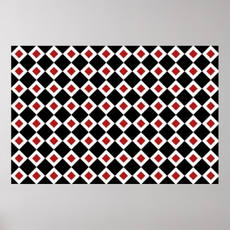 Black, White, Red Diamond Pattern