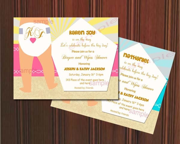 Diaper Baby Shower Invitation. Diaper and Wipes Shower. Digital (print ...