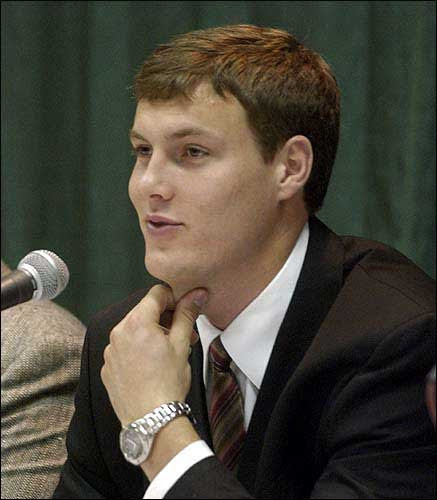 North Carolina State quarterback Philip Rivers speaks to the media.The ...