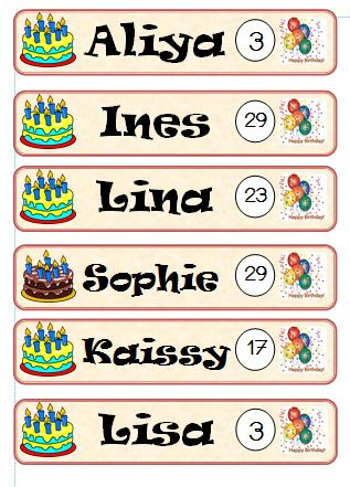 etiquette prenom anniversaire a imprimer Etiquettes Anniversaire Cp Ce1 Vero A L Ecole etiquette prenom anniversaire a imprimer