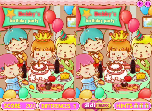 誕生日パーティを開く間違い探し Debby S Birthday Party 楽しい間違い探しゲーム
