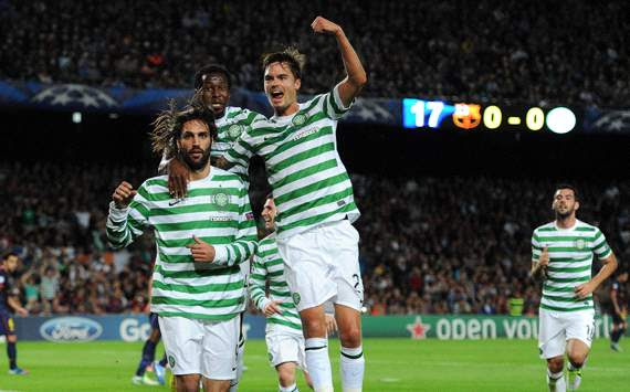 UEFA Champions League :   Giorgos Samaras; Mikael Lustig; Efe, FC Barcelona v Celtic FC 