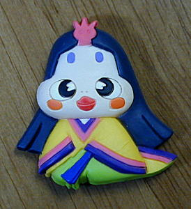 オカメ姫 マスコットマグネット くっつくんです4 おじゃる丸のためならどこまでも のオカメ姫です おじゃるの好きなプリンの作り方を習ったりしていじらしいんですが おじゃるは逃げてますね