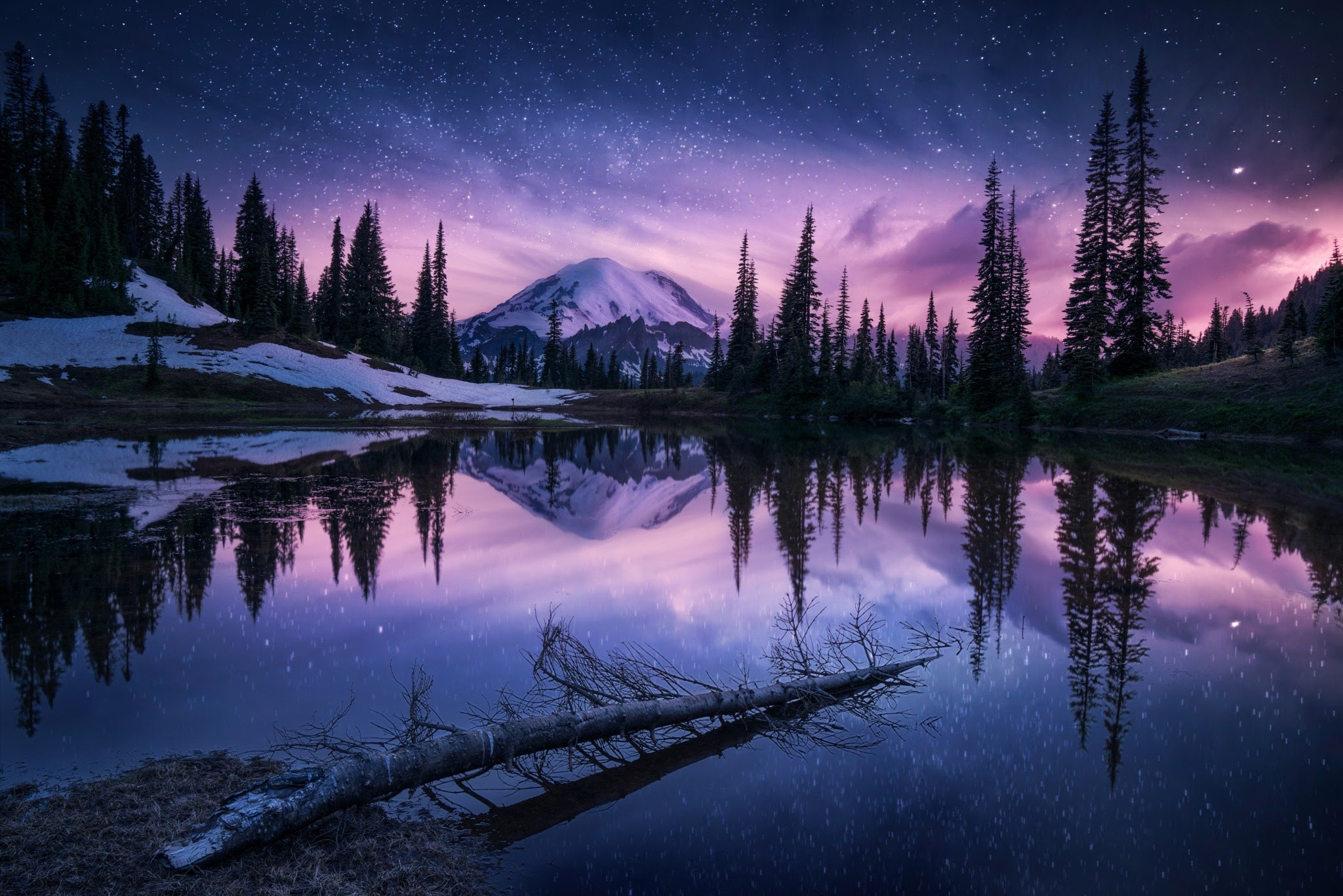 Lake Nature Night Reflection, HD Nature, 4k Wallpapers