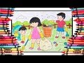 Children Cleaning Street Drawing