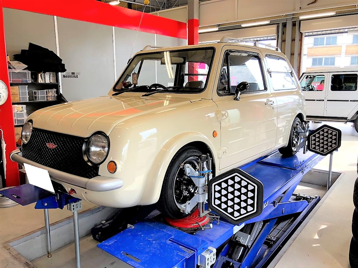 アライメントが安い 日産パオのアライメント調整の事なら岐阜のピットワンへお任せください タイヤ アライメントなど足回りの事はピットワンタイヤーズにお任せください