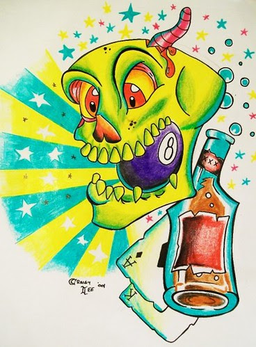 new school skull flash tattoo