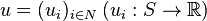u = (u_i)_{i \in N} \; (u_i : S \rightarrow \mathbb{R})