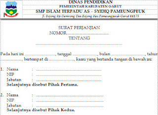 Update Contoh Administrasi Tata Usaha ( TU ) Sekolah Surat Perjanjian
