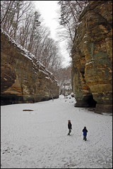 Dwarfed in the frozen canyon
