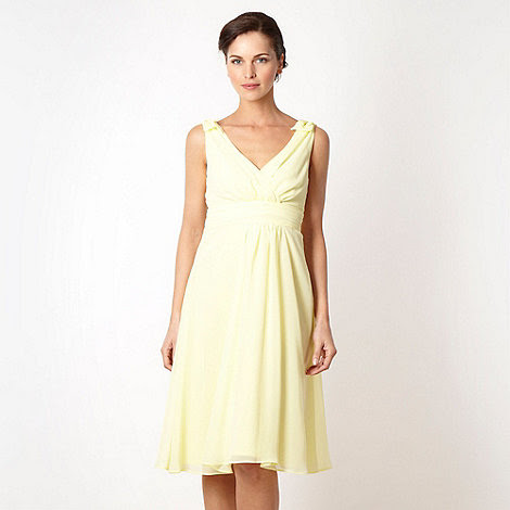 Debut Light yellow pleated chiffon dress- at Debenhams