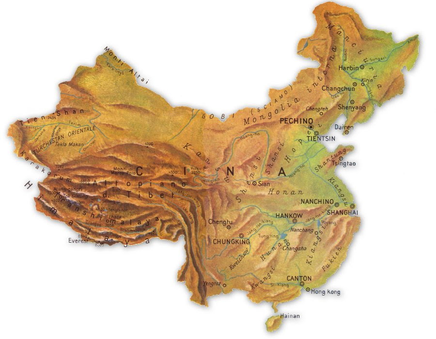 Cina Fisica Cartina