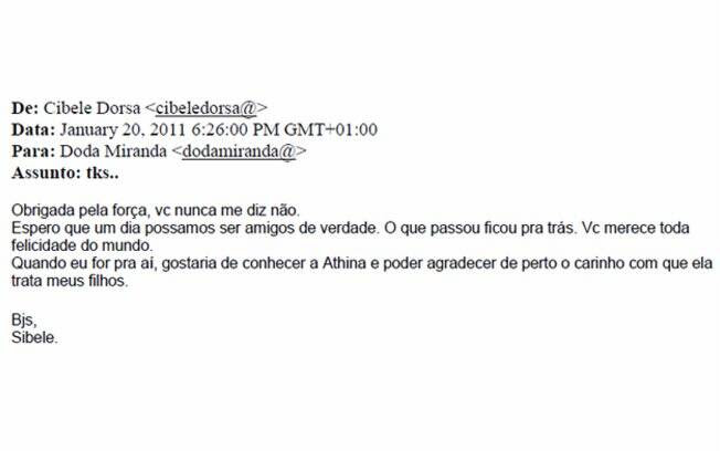 Doda Miranda envia emails de Cibele Dorsa à imprensa 