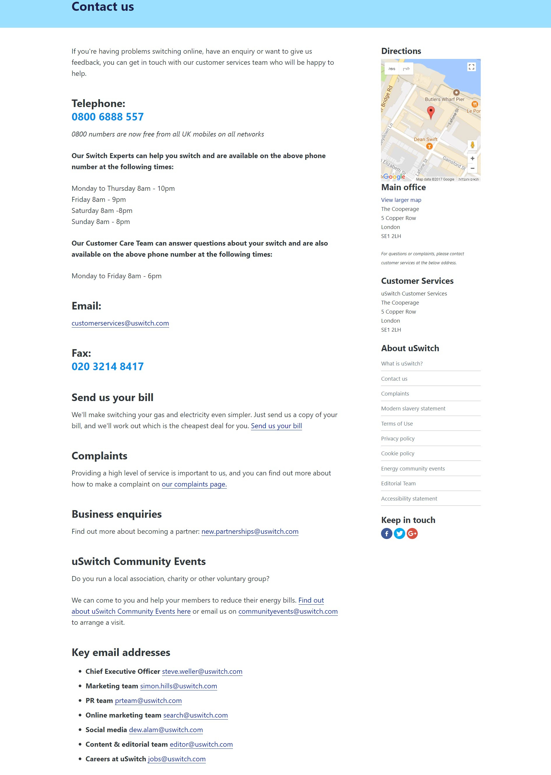 uSwitch Customer Service Contact Number Freephone 0800 6888 557 uswitch contact numbers