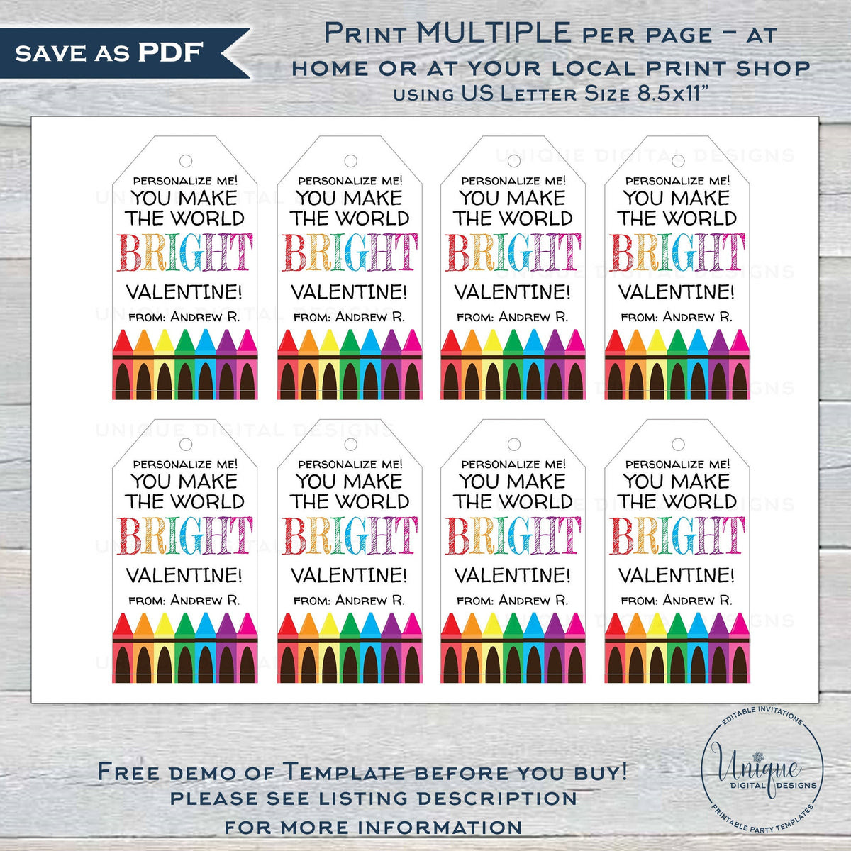 editable valentines crayon gift tags color your heart