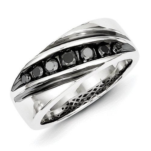 Sterling Silver Black Diamond Men's Band Ring - http://www.weddinglota ...