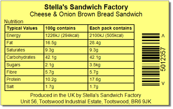 Sandwich Labels,Sandwich Labelling,Pre-Printed Sandwich Labels,Sandwich ...