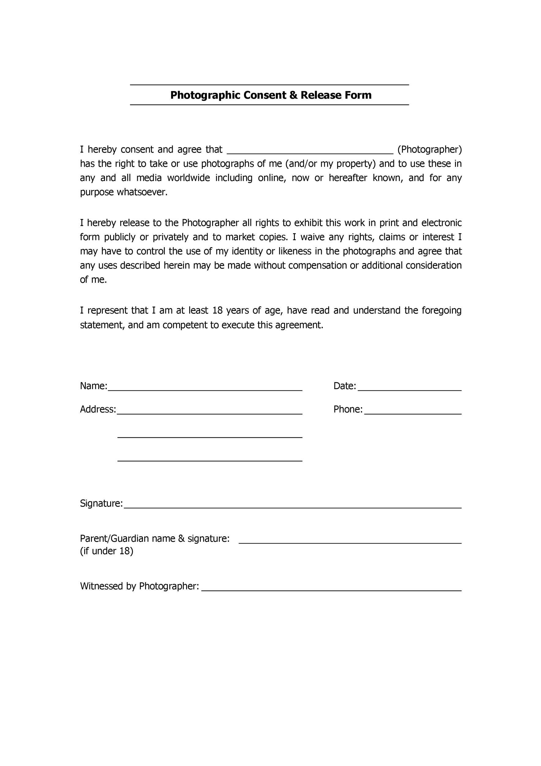 50 Best Model Release Forms Free Templates Template Lab