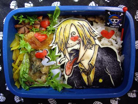 サンジ ハピバキャラ弁 彩色海苔切りワンピース 国際交流会 こうたのお弁当アルバム