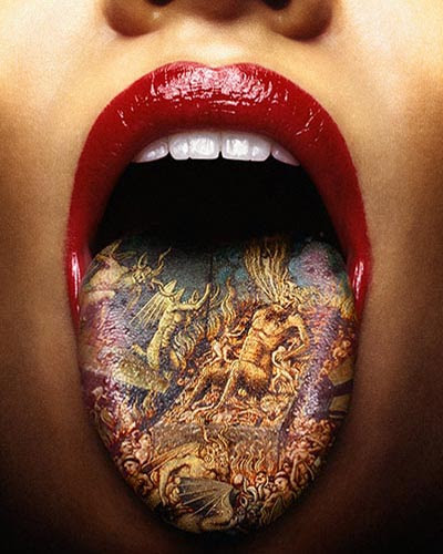 Tongue Tattoo desin to woman