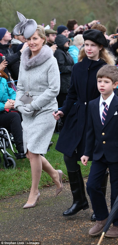 Sophie, the Countess of Wessex, with children Lady Louise Windsor and James, Viscount Severn