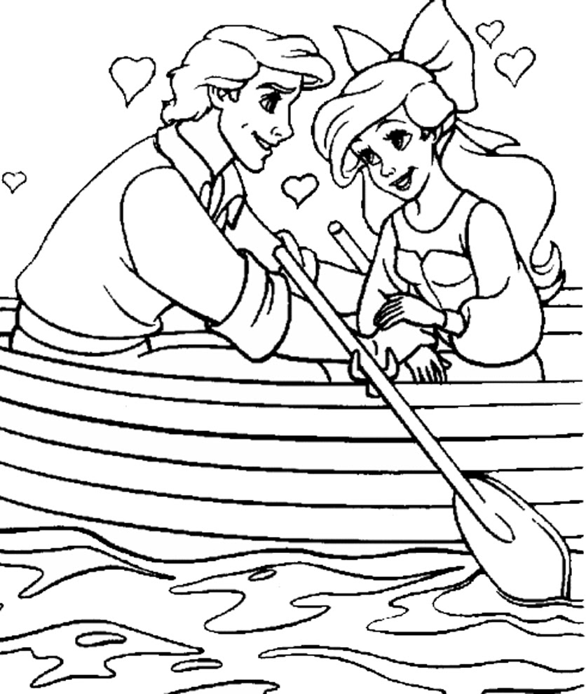 Disegno di Ariel e Eric Innamorati da scaricare