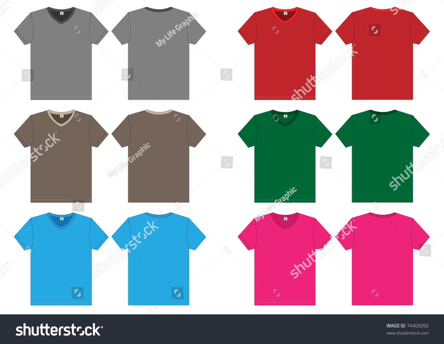 Download V-Neck T-Shirt. Vector Template - 74405092 : Shutterstock