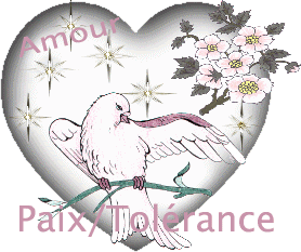 "Amour, Paix/Tolérance" - Colombe sur un coeur...