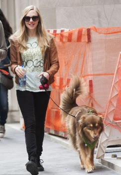 Amanda Seyfried walked wih her dog, Finn