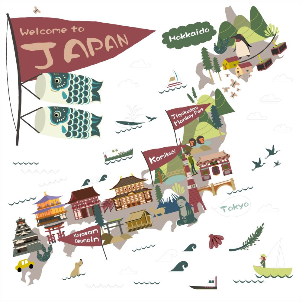 かわいい おしゃれ 日本 地図 イラスト たつく