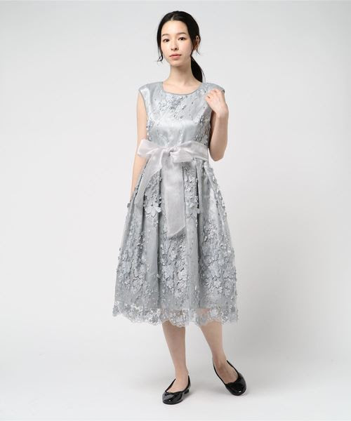 ランダム花モチーフxフラワー刺繍レース フィット フレアーワンピース ドレス Dorry Doll ドリードール のファッション Doll セール 最高級のスーパー在庫