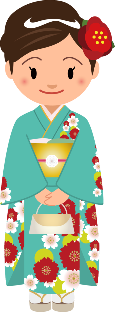 商用フリー 無料イラスト 緑の着物を着た女性 Kimono002 商用ok フリー素材集 ナイスなイラスト